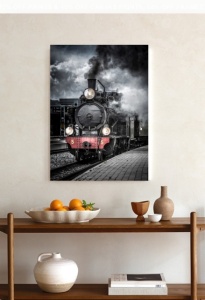 Parna lokomotiva, uramljena slika 40x50cm, 50x70cm i 60x90cm - Img 2