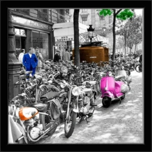 Pink vespa, framed picture