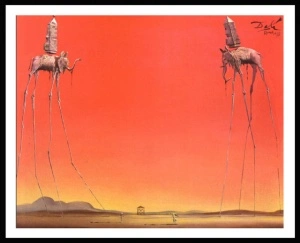 S. Dali, The elephants 1948., uramljena slika 50x70cm
