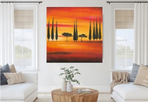 Spokojno veče, uramljena slika 70 x 70 cm - Img 2
