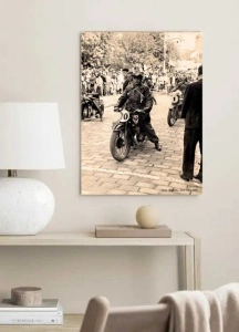 Stari Beograd, moto trke 1946., uramljena slika 30x40cm i 40x50cm - Img 2