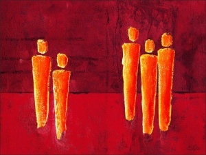 Team in red, uramljena slika 60x80cm