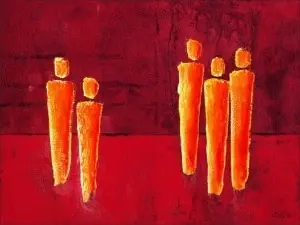 Team in red, uramljena slika 60x80cm