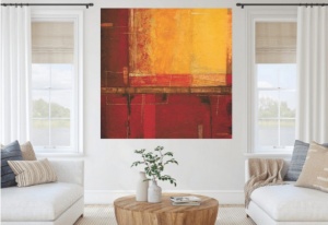 Yellow and red, uramljena slika 70x70cm - Img 3