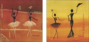 Ballet, dve uramljene slike 30x30cm svaka