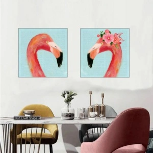 Flamingosi, komplet od dve uramljene slike 50x50cm svaka - Img 2