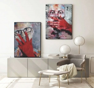 Red hand, dve uramljena slika 30x40cm , 40x50cm i 50x70cm - Img 2