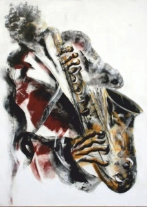 Saxo Jazz, uramljena slika 40x50cm i 50x70cm