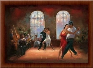 Tango dancers, framed picture