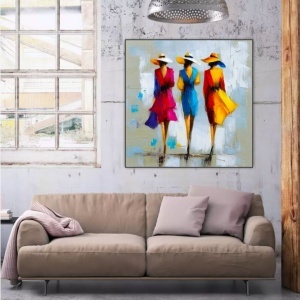 Tri Dame, uramljena slika dimenzije 50x50cm i 70x70cm - Img 2