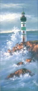 Zeleni svetionik, uramljena slika 30x70cm