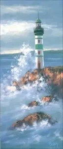 Zeleni svetionik, uramljena slika 30x70cm