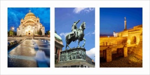 Beograd triptych, uramljena slika 50x100 cm