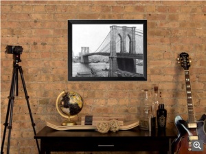 Brooklyn bridge b/w , t, uramljena slika 60x80cm - Img 3