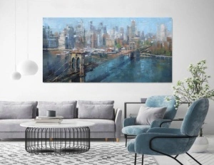 Brooklyn bridge New York city , uramljena slika 50x100cm - Img 2