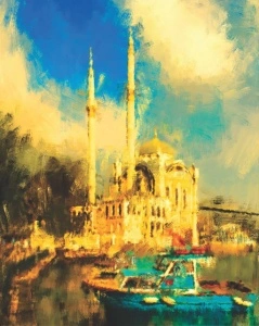 Istanbul view Bosphorus, uramljena slika 30x40cm , 40x50cm i 50x70cm