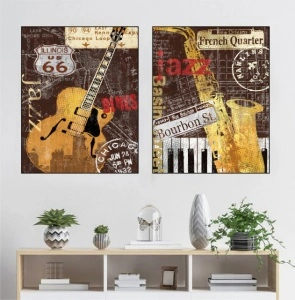 Jazz, komplet od dve uramljene slike 40x50cm svaka - Img 2