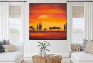 Mediteransko veče, uramljena slika 70 x 70 cm - Img 2