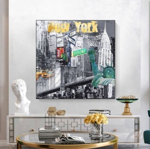 NY Broadway, uramljena slika 50x50cm - Img 2