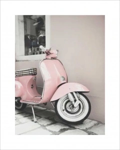 Pink vespa, uramljena slika dimenzije30x40 i 40x50cm