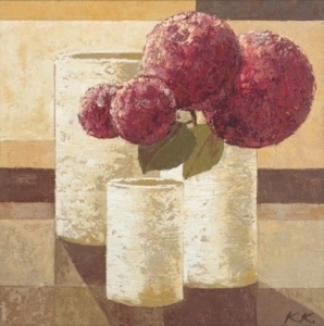 Red flowers, framed picture
