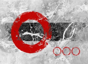 Red O, uramljena slika dimenzije 70x100cm
