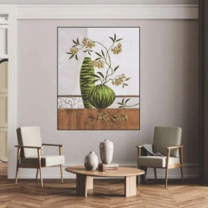 Zelena cvetna idila, uramljena slika, 60x90cm - Img 2
