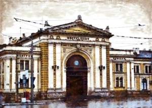 Zeleznicka stanica Beograd, uramljena slika 50x70cm