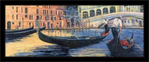 Gondole u Veneciji, dve uramljene slike 20x50cm svaka - Img 3