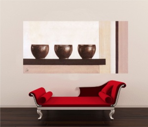 Harmony pots 2, uramljena slika 50x100cm - Img 2
