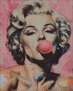 Marilyn Monroe bubble gum, uramljena slika 40x50cm ,50x70cm i 60x90cm