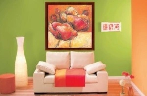 Red flowers, framed picture - Img 2