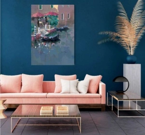 Restoran u Veneciji, uramljena slika 50x70cm - Img 2