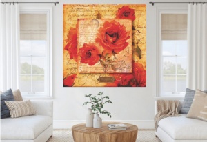 Romantična ruža, uramljena slika 70 x 70 cm - Img 2