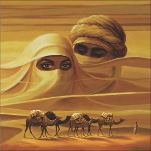 Sahara 2, uramljena slika 70x70cm