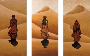 Slika Arab Hurani, uramljena slika 3 kom dimenzije 30x70cm svaka