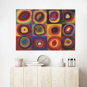 V. Kandinsky , farbtude kvadrates, uramljena slika 70x100cm - Img 2