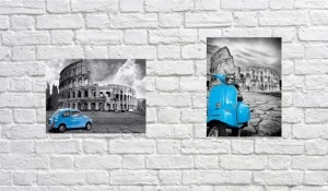 Blue Colosseum, dve uramljene slike 30x40cm svaka - Img 1