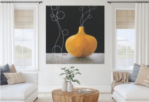 Čarobna žuta vaza, uramljena slika 70x70cm - Img 2