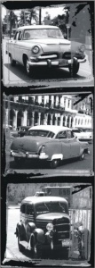Crno bele slike starih automobila, dve uramljene slike 40x80cm svaka - Img 2