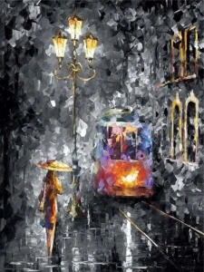 Devojka i tramvaj, uramljena slika 30x40cm , 40x50cm i 50x70cm
