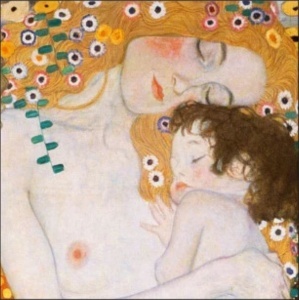 G. Klimt- Mother and child,, uramljena slika 50x50cm
