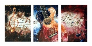 Music triptych, uramljena slika 50x100 cm