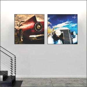 Old cars, komplet od dve uramljene slike 40x40cm svaka - Img 2