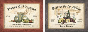 Pasta i Bistro, uramljena slika komplet od 2 kom, 30x40cm svaka