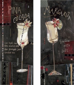 Pina Colada and Margarita, komplet 2 uramljene slike 30x70cm svaka - Img 2