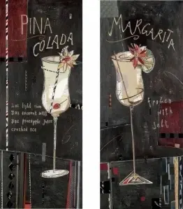 Pina Colada and Margarita, komplet 2 uramljene slike 30x70cm svaka - Img 2