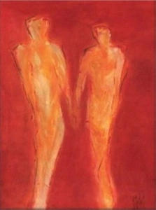 Red couple, framed picture