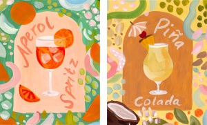 Aperol Spritz and Pina Colada, dve uramljene slike dimenzije 30x40cm i 40x50cm svaka