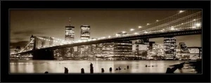Brooklin Bridge at night, framed picture